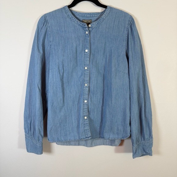 J. Crew Tops - Point Sur Chambray Button Front Blouse Shirt Lyocell Farmhouse Western Cowgirl L